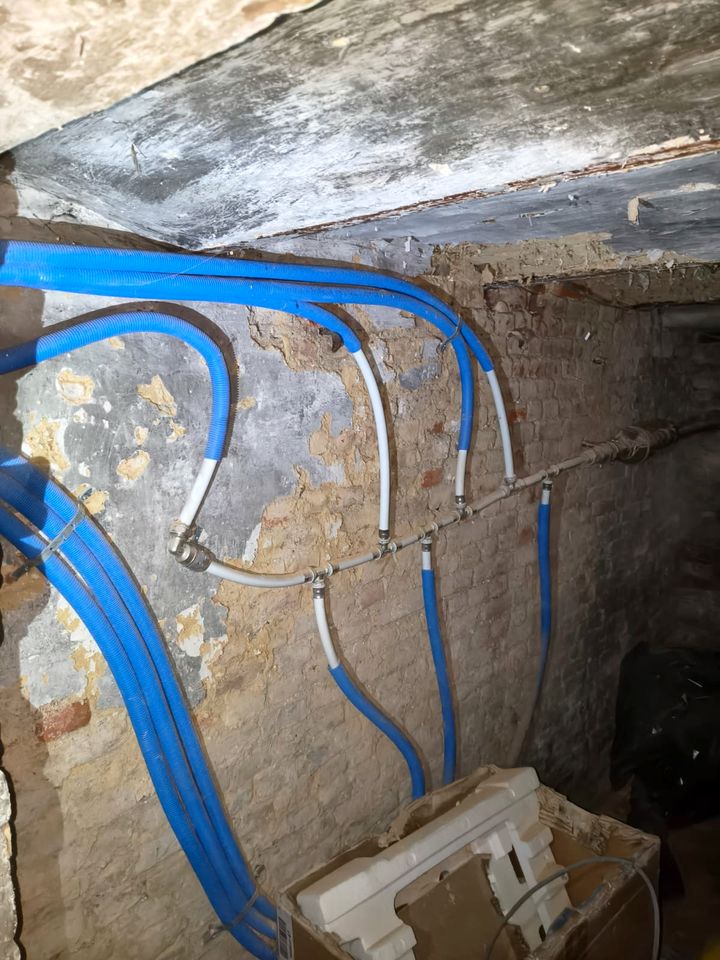 New water pipes in a wall chase