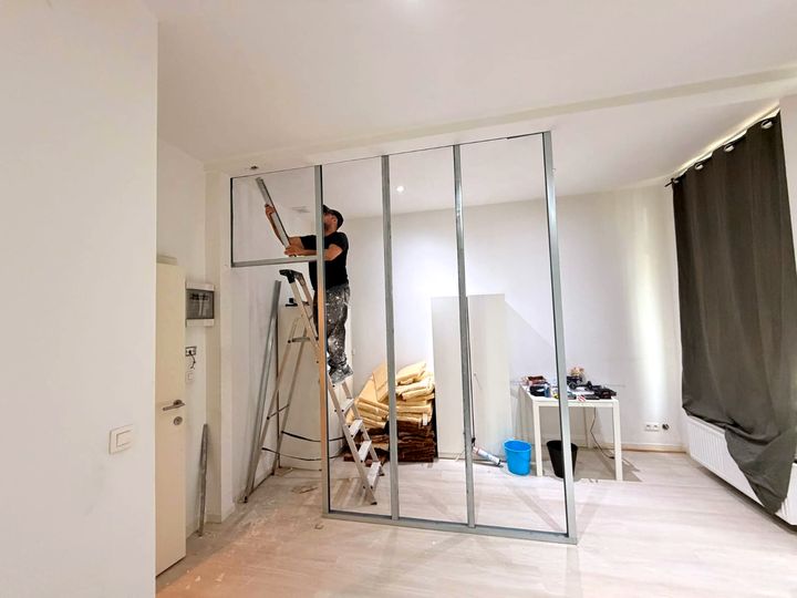 KALIX team building a metal-stud wall frame